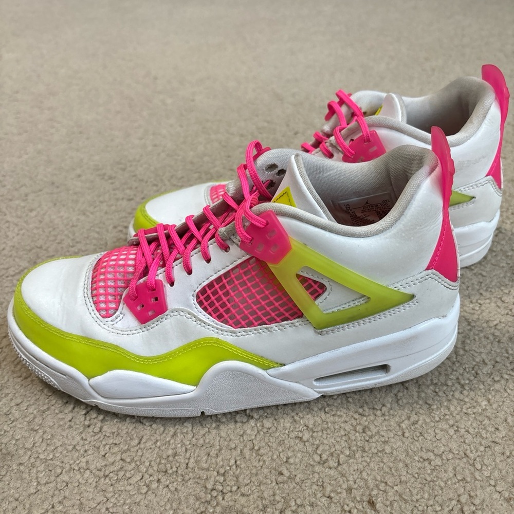 Air Jordan 4 Retro White Lemon Pink GS CV7808-100 Youth 7Y Sneaker Shoe Mid